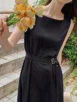Vestido A-line Elegante Para Mujer REALEFT Sin Mangas Cuello Cuadrado Casual Largo De Verano Con Cinturones Polyester - details 23