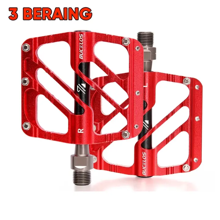 Pedales De Bicicleta BUCKLOS 3 Rodamientos Plataforma Plana Ultraligera Antideslizante Para MTB BMX Y Ciclismo En Carretera Material De Aluminio Color Negro/Gris/Rojo/Azul/Morado - 1