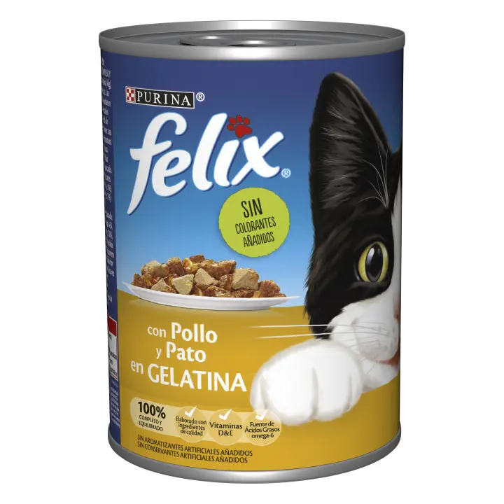 Felix Pollo y Pato en Gelatina Lata para Gatos  Comida húmeda para gatos - 1
