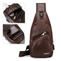 Bolso de hombro para hombre, recargable por USB, sencillo, moderno, type Bandolera, para el pecho, para Novio, Padre, Talla única, marron Oscuro, Talla única - details 3
