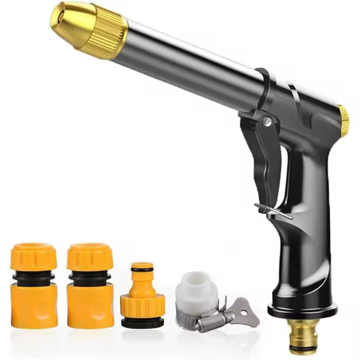 Pistola pulverizadora para manguera de jardín de metal resistente, boquilla para manguera de jardín, boquilla pulverizadora de alta presión para regar plantas, lavado de coches y ducha - 1