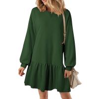 Vestido De Mujer Otoño Manga Larga Pullover Cuello Redondo Rib Knit Patchwork Suéter Cómodo Casual Mini Vestidos Estilo Vintage - details 7