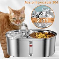 Dispensador De Agua Para Gatos 3L Con Doble Cuenco Acero Inoxidable Gran Capacidad Dispensador De Bebida Inteligente Para Perros Y Gatos - details 1
