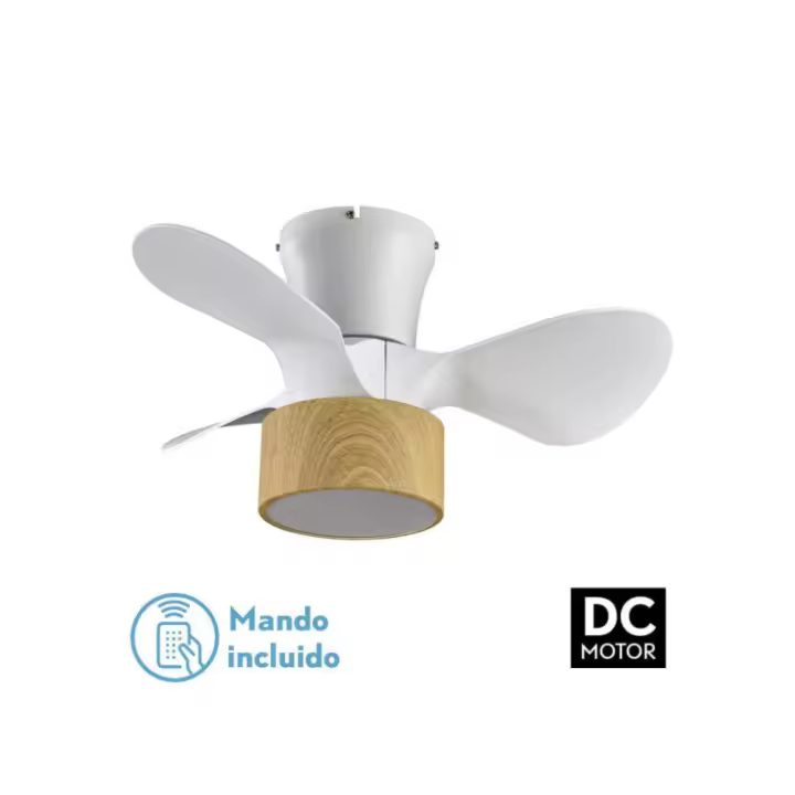 Ventilador dc 24w kos blanco/haya 3 aspas 60d 6 vel. 2390lm 300045006000k con mando, memoria y temporizador - 1
