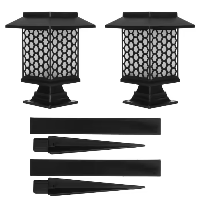 Juego de 2 lámparas de jardín, impermeables, para patio, con energía solar, para pared, para iluminación, luz cálida - 1