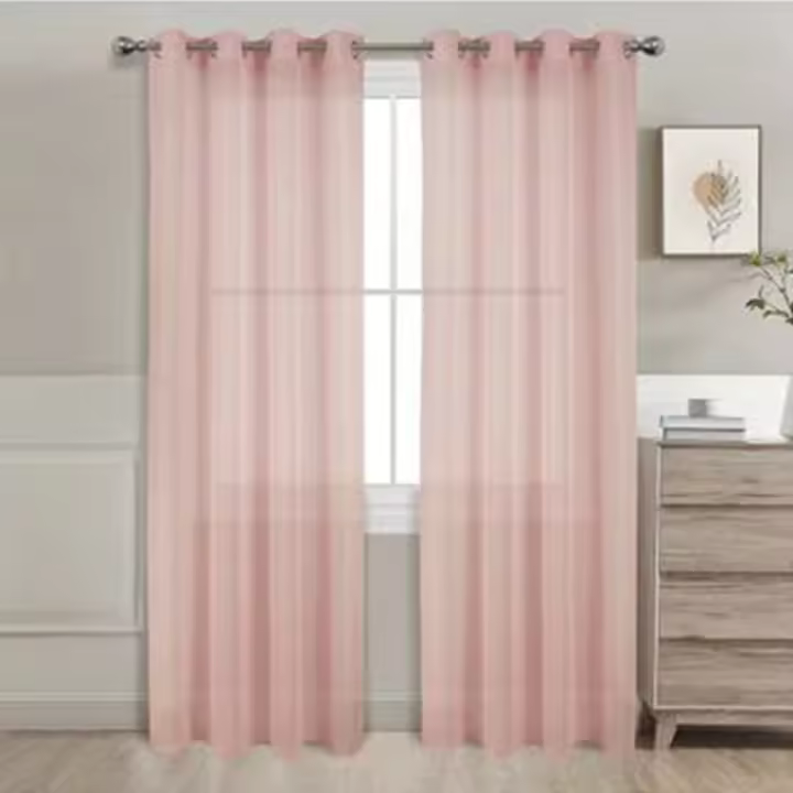 GREATOYAR Cortinas Salon Modernas, Cortinas Visillos Liso, Translúcidas Visillos, Cortinas Poliéster, Cortinas para Sala Cuarto Dormitorio Comedor Cocina Salón, 2 Piezas, 140x220cm / 140x260cm, Marrón/Azul/Beige/Blanco/Rosa/Gris/Morado/Naranja/Rojo - 1