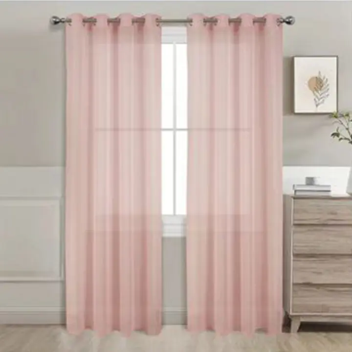 GREATOYAR Cortinas Salon Modernas, Cortinas Visillos Liso, Translúcidas Visillos, Cortinas Poliéster, Cortinas para Sala Cuarto Dormitorio Comedor Cocina Salón, 2 Piezas, 140x220cm / 140x260cm, Marrón/Azul/Beige/Blanco/Rosa/Gris/Morado/Naranja/Rojo - 1