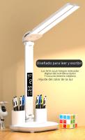 Lámpara De Mesa LED Doble Cabezal Multifuncional Plegable Con Calendario Y Reloj USB Para Lectura En La Habitación Luz De Noche Lateral - details 1