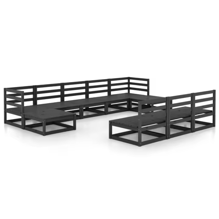 vidaXL Juego de muebles de jardín 10 piezas madera maciza de pino - 1
