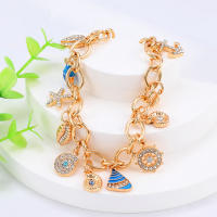 Encanto Pulsera popular con colgante de ancla y estrella de mar de aleación estilo vacaciones oceánicas para damas - details 15
