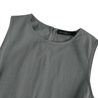 Vestido Largo De Verano Para Mujer Estilo Vintage De Algodón Y Lino Cuello Redondo Sin Mangas Cinturado Talla Grande Casual - details 23
