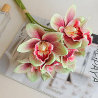 6Pcs/Lot Flores Artificiales De Seda Orchid Magnolia Cymbidium Para Decoración De Casa Fiesta De Primavera Y Bodas - details 11