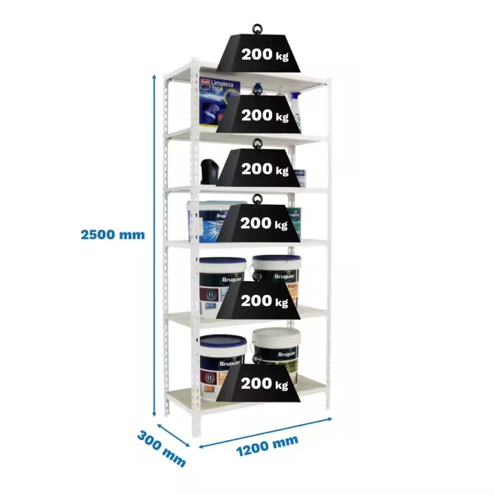 Estantería SIMONRACK MADERCLICK MEGAPLUS 6/300 2500 AZUL/NARAN/MAD 2500x1200x300 - 1