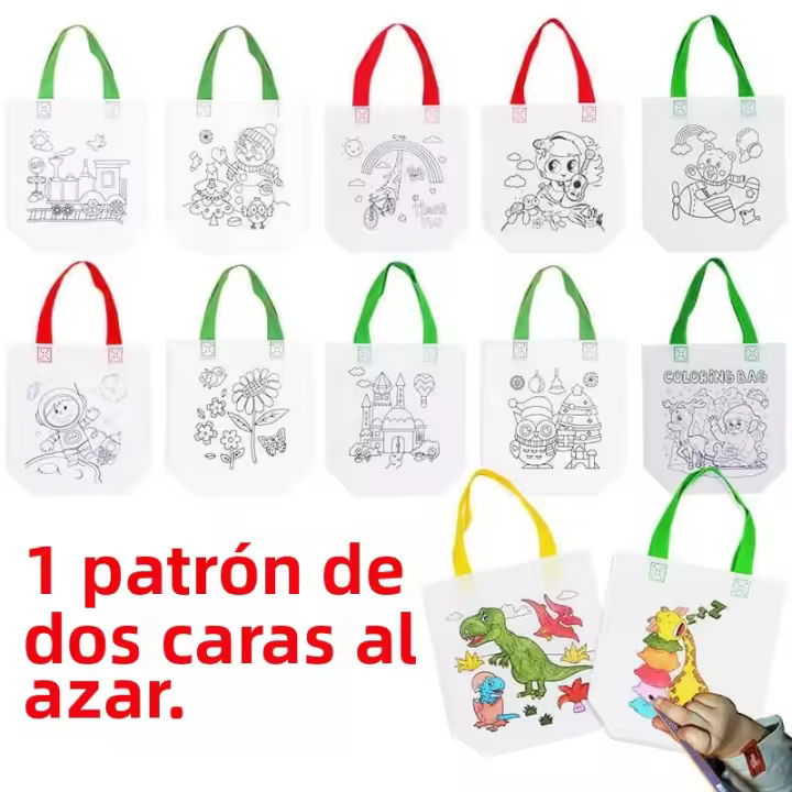 Set De 1-10pcs Bolsa De Graffiti DIY Con Marcadores Para Niños Arte Y Manualidades Bolsa De Dibujo a Mano No Tejida Colorido Juguete De Rellenado - 1