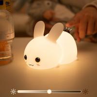 Lámpara De Noche LED Conejo RGB Recargable Con Control Remoto Y Sensor Táctil Para Niños Y Bebés Regalo De Juguete Animal De Silicona - details 4