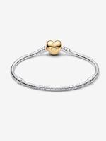 Pandora - Pulsera de Cadena de serpiente con Cierres de corazón Moments - Plata de ley y Baño de Oro de 14 K - details 0