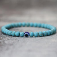 Pulsera De Piedra 6mm Para Hombres Estilo Simple Con Ojos Turcos MEDITACIÓN HEALING Pulsera De Hada Roja Blanca Azul Howlite De Terciopelo Sin Cierre - details 5