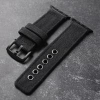 Correa De Reloj De Tela Grua Doble Para Apple Watch Ultra 49MM 45MM 44MM Estilo Rudo Verde Negro Para Hombres - details 9