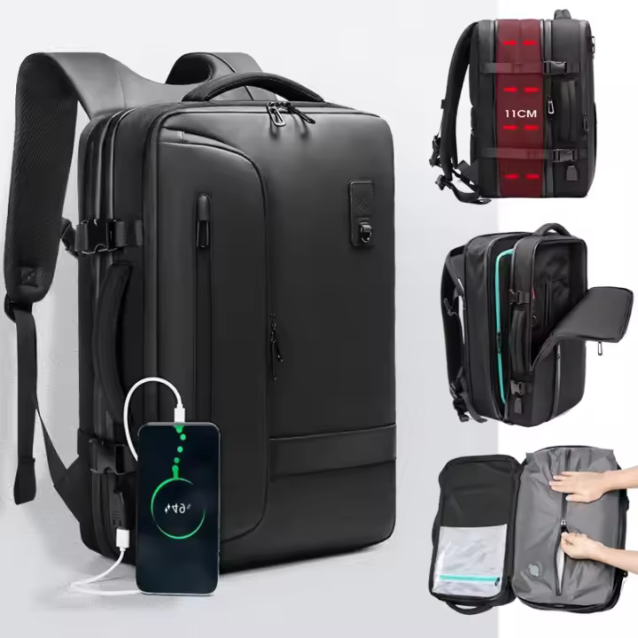 Mochila con airbag expandible para hombre, bolsa impermeable para portátil de 16 pulgadas, bolsa de negocios, almacenamiento por compresión al vacío, mochila de viaje, bolsa de equipaje B compresión al vacío - 1