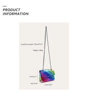 Bolso De Hombro Pequeño Para Mujer En PU Sintético De Color Arcoíris Metálico Con Cadena De Metal Y Cierre Magnético Estilo Diario - details 2