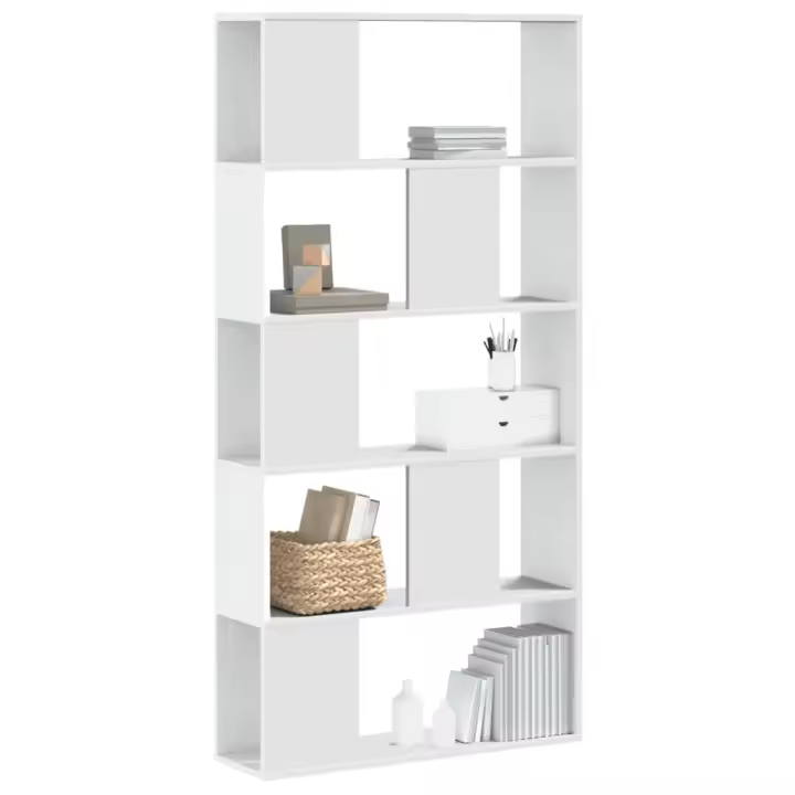 Librería 5 estantes madera ingeniería blanco 80,5x23,5x162,5 cm - 1