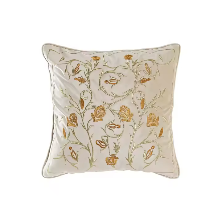 Cojín DKD Home Decor Dorado 45 x 10 x 45 cm Flores - 1