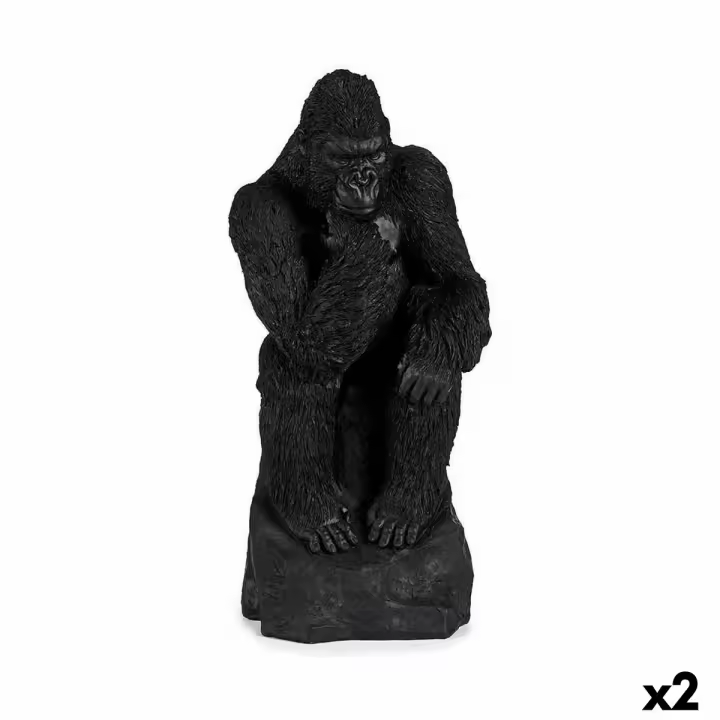Figura Decorativa Gorila Negro 20 x 45 x 20 cm (2 Unidades) - 1