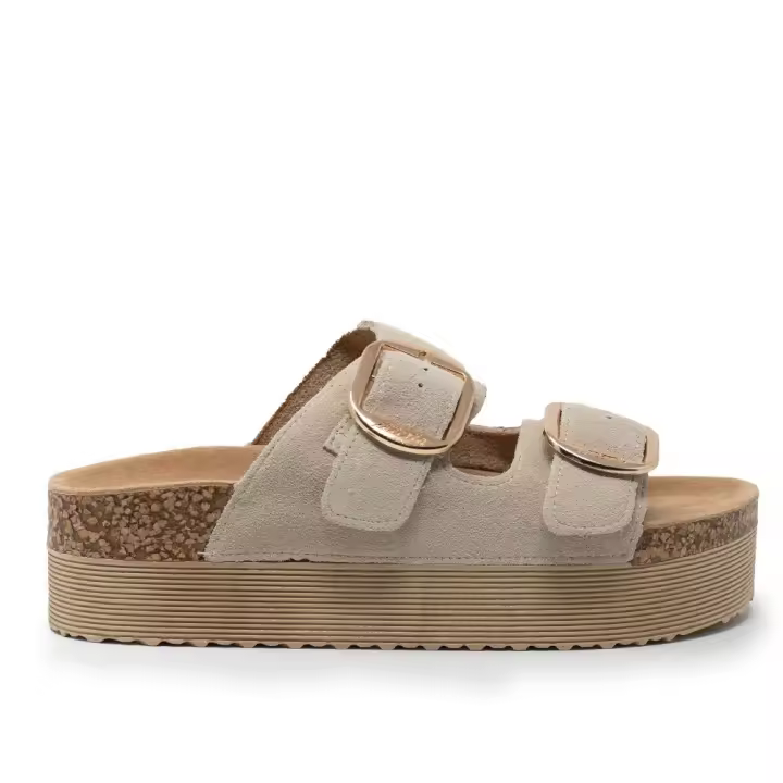 ISTERIA 25221 041 Sandalias Anatómicas mujer 36016 25V BIO DOBLE SERRAJE 2  HEBILLAS BEIG - 1