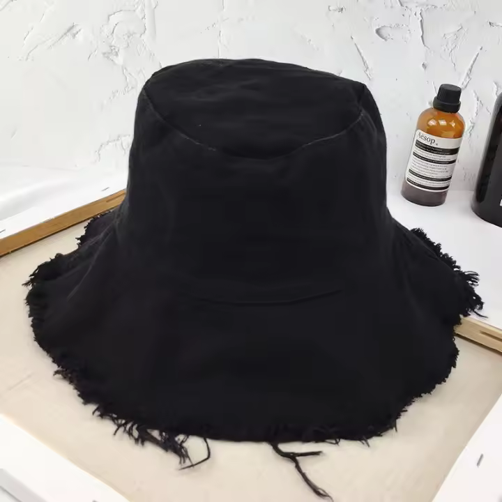 Gorro De Buque Para Hombres Y Mujeres Estilo Casual Hip Hop Kpop Sombrero De Pesca Verano Con Borde De Borla Y Lavado Denim Unisex - 1