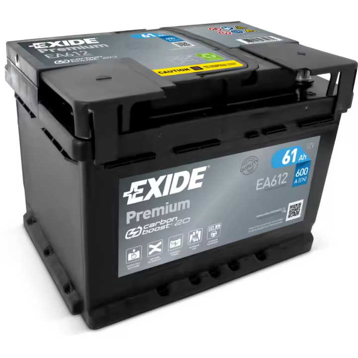 Batería de coche Exide EA612 Premium. 12V - 61Ah/600A (EN) Caja LB2 - 1