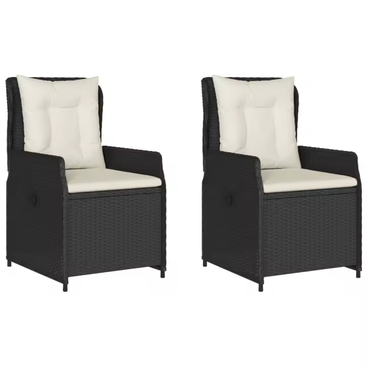 vidaXL Sillones de jardín reclinables 2 uds ratán sintético negro - 1