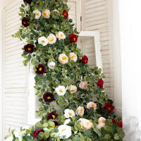 Rosa De Seda 180cm Flores Artificiales Con Hojas De Eucalipto Vínculos Para Decoración De Hogar Navidad Bodas Arreglo De Mesa Jardín - details 3