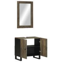 vidaXL Conjunto de muebles de baño 2 piezas madera maciza mango negro - details 2