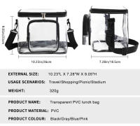 Bolsa de almacenamiento de gran capacidad, sencilla y elegante, bolsa de cosméticos, neceser, bolso de mensajero de hombro, bolsa de almuerzo transparente - details 1