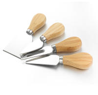 WIKHOSTAR Set De 4 Cuchillos Para Queso De Acero Inoxidable Con Mango De Roble Cortador De Queso Y Espátula Para Mantequilla Herramientas De Queso Para La Cocina - details 4