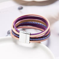 Pulsera De Cuero Genuino De Moda Con Hebillas Tejidas Y Cuentas Bohemias Para Mujer Y Adolescentes Cierre Magnético Hecho a Mano - details 7