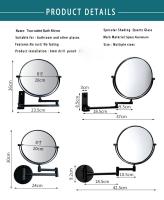 Espejo De Maquillaje De Aluminio Negro Montado En La Pared Con Ampliación De 8 Pulgadas Doble Cara Espejo De Cosméticos Para Dama Regalo Moderno - details 3