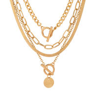 IngeSight.Z Vintage 4pcs/set Collar De Mujer Punk Con Colgante Redondo Y Cadena De Serpiente Cubana Choker De Color Oro Plata - details 9