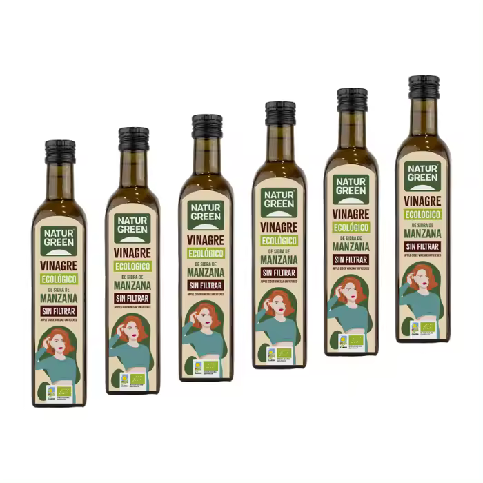 Pack 6x NaturGreen Vinagre de Sidra de Manzana Sin Filtrar Bio 500 ml - 1