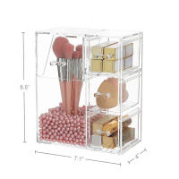 Organizador De Maquillaje Transparente Con Cajones Y Caja De Almacenamiento Con Tapa Y Perlas Para Almacenar Herramientas De Maquillaje Y Joyería - details 0