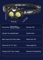 Linterna Frontal LED Recargable USB Super Brillante Impermeable Ultraligera Para Pesca Y Camping Torcha Frontal Con Inducción - details 22