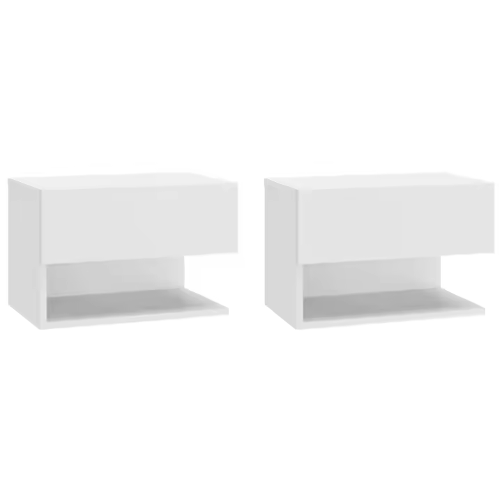Mesitas de noche de pared 2 unidades blanca - 1