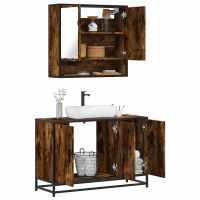 vidaXL Set de muebles de baño 2 pzas madera contrachapada en color Gris sonoma/Roble Sonoma/Marrón roble y más | almacenamiento funcional diseño moderno para baño dormitorio sala - details 3