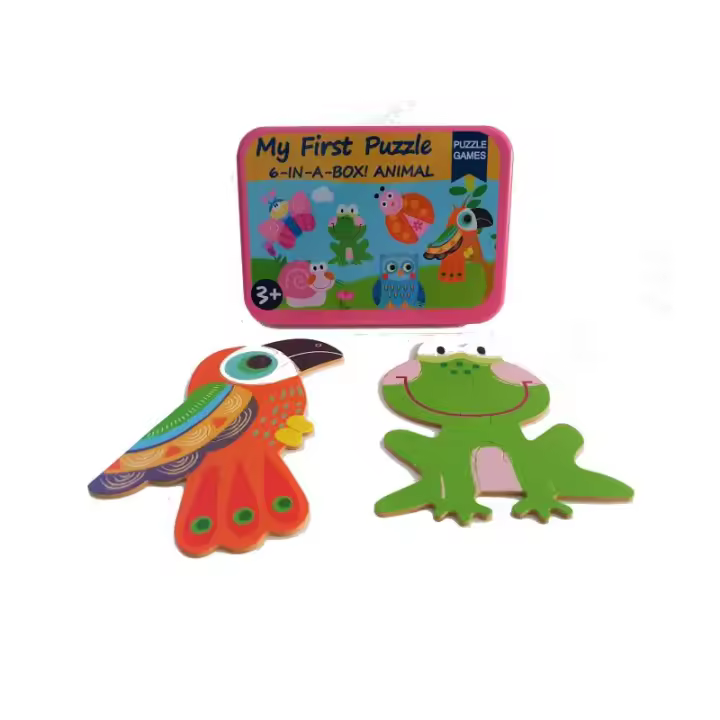 BP Puzzle 6 en 1 Insectos y Animales de Madera Compacta para Niños - 1