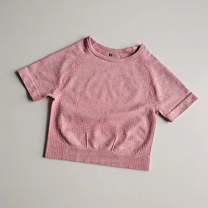 Camiseta De Yoga Sin Costuras Para Mujer Top De Fitness Sudadera Rápida De Secado Manga Corta Deporte Transpirable Talla Verdadera - 1