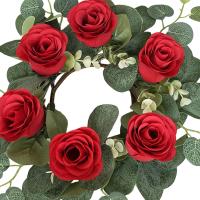 Anillo De Vela De Pilar Con Rosas Artificiales Para Adornos De Fiesta Aniversario Comedor Navidad Regalo De Festivales Decoración Rustica - details 4