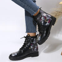 SP Nuevos Zapatos de Mujer, BOTAS Martin with Cordones de Invierno para Exterior, BOTAS de moda punk con Gráficos animados de Graphite con personalidad para Mujer. - details 0