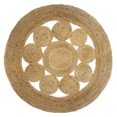 Factory Cuadros Alfombra Calada de Yute 80cm - Decorativa y Resistente - 1