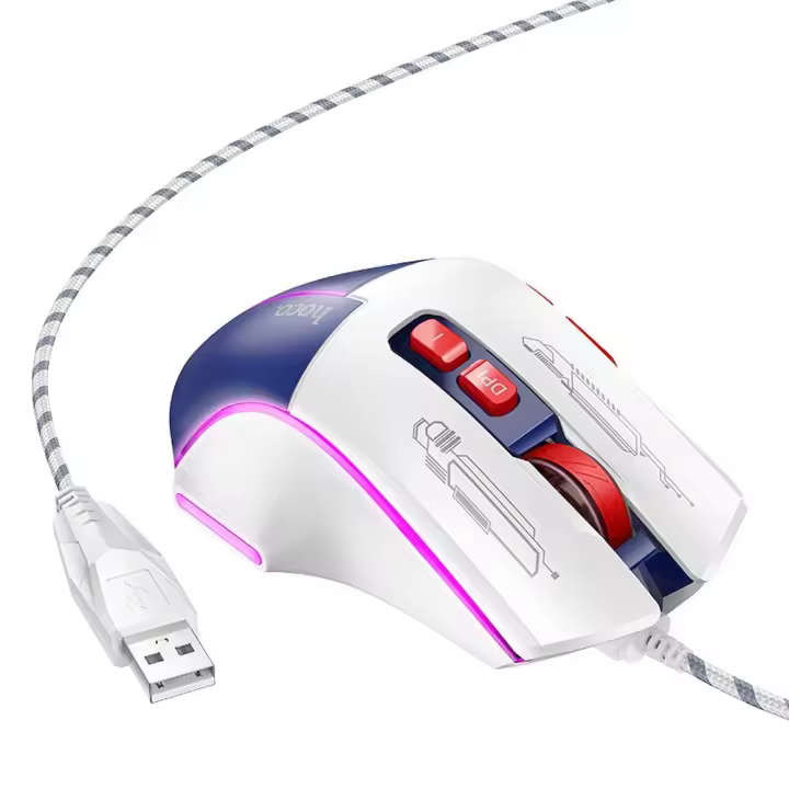 Ratón Gaming HOCO 3600 DPI - Precisión y Velocidad para Ganadores | USB-A | Blanco y Azul - 1