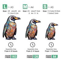 Puzzle De Madera En Forma Irregular Con Diseño De Pingüino Emperador Juego De Ajedrez DIY Para Niños Y Adultos - details 2